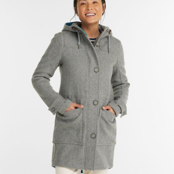 L.L. Bean Women's West End Wool Coat Black Medium M Hooded Winter Fall Spring - Picture 11 of 11